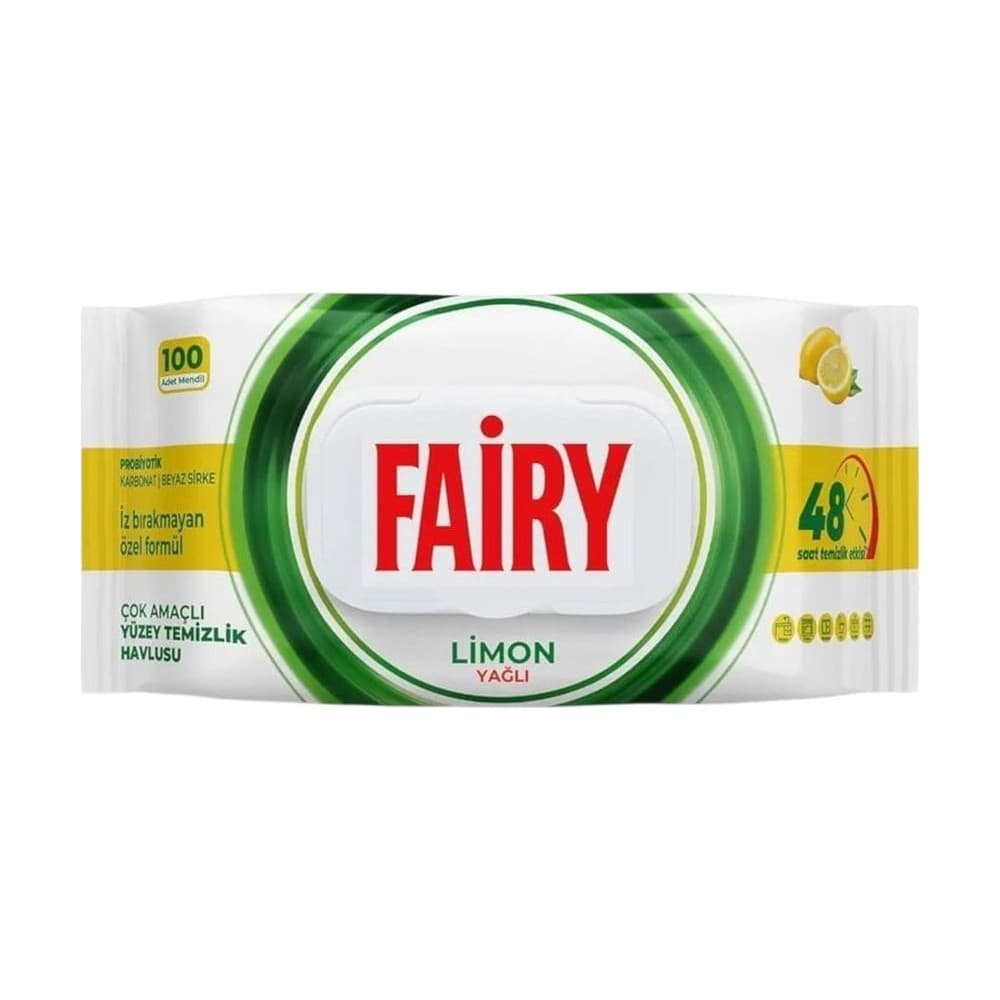 Fairy Servețele Umede Multisuprafețe Bicarbonat & Oțet Alb Lemon 100buc